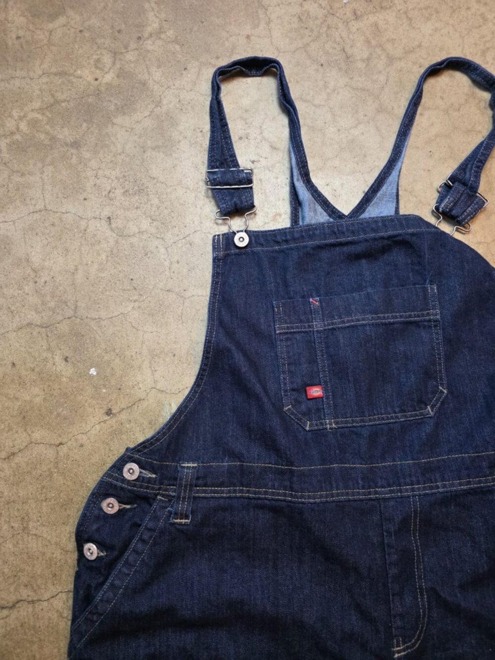 Dickies Denim Bib Overalls Blue Carpenter Work Size 8W L30 Cotton Durable - Picture 7 of 15